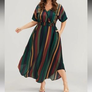 Stipe Dress Black Blue Gold Green